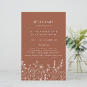 Papier Terracotta Rustic Fall Fleur sauvage Wedding Progr (Debout devant)