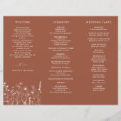 Papier Terracotta Rustic Fall Fleur sauvage Wedding Progr (Dos)