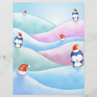 Papier terre de pingouins de noël