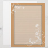 Papier Tête à lettres blanc floral orange en option (Devant / Derrière)