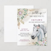 Papier Tête de cheval à l'aquarelle Boho floral Anniversa (Devant / Derrière)