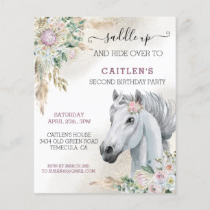 Papier Tête de cheval à l'aquarelle Boho floral Anniversa