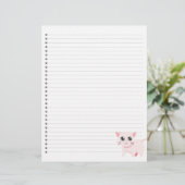 Papier Tête de lettre à trait de chat rose (Debout devant)