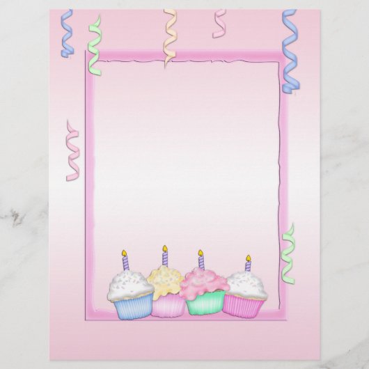 Papier Tête de lettre de Cupcakes d'anniversaire (Devant)