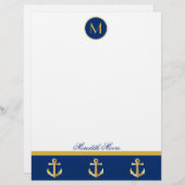 Papier Tête de lettre design Marine et Gold Ancres (Devant / Derrière)