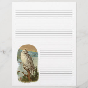 Papier Tête de lettre vintage de Chouette neigeuse