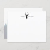 Papier Tête de stade Deer Antlers | Monogramme gris noir (Devant / Derrière)