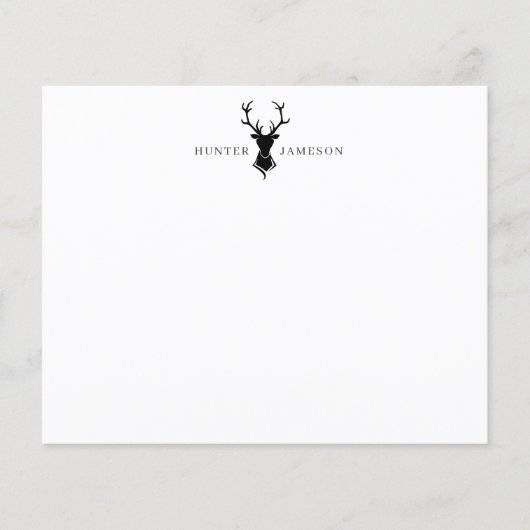 Papier Tête de stade Deer Antlers | Monogramme gris noir (Devant)