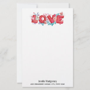 Papier Texte d'amour rouge en lettres bloc gras Aquarelle