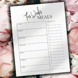 Papier Texte minimal Planificateur de repas hebdomadaire