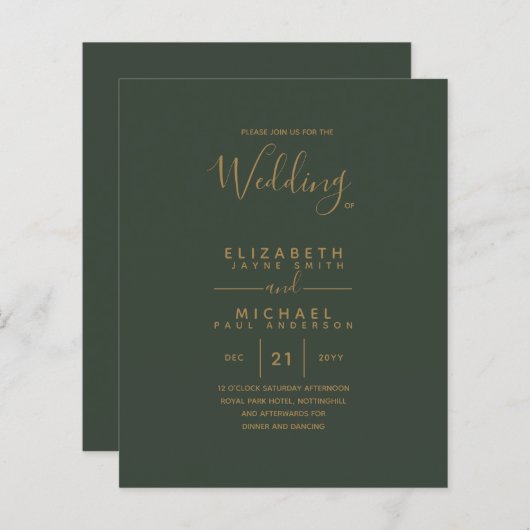 Papier Texte Or BUDGET Monochrome double face élégant (Devant / Derrière)