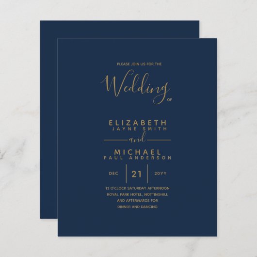 Papier Texte Or BUDGET Monochrome double face élégant (Devant / Derrière)