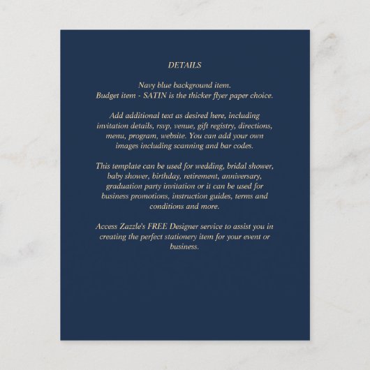 Papier Texte Or BUDGET Monochrome double face élégant (Dos)