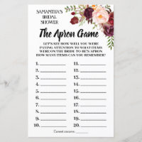 Tha Apron nuptiale douche jeu anglais espagnol