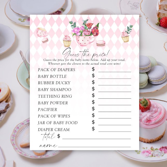 Papier Thé à la fête florale - Jeu devinez le prix (Créateur téléchargé)