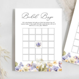 Papier Thé nuptial violet floral jeu de bingo nuptiale