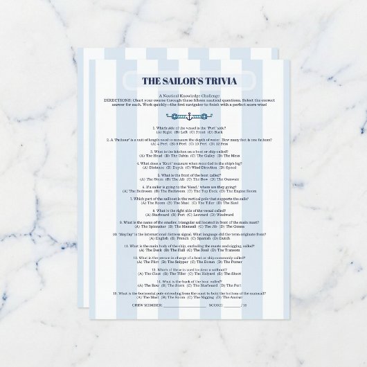 Papier The Sailor’s Trivia Challenge