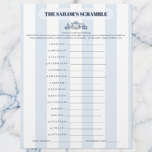 Papier The Sailor's Word Scramble
