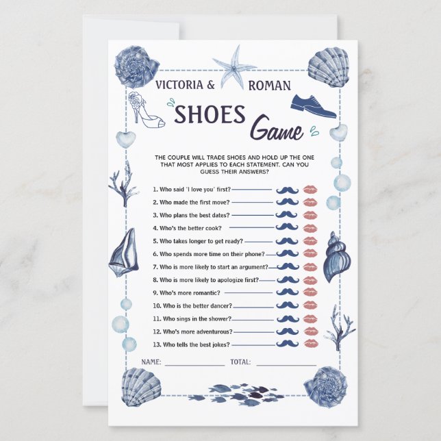 Papier The Shoe Game Bridal Shower Nautical Wedding  (Devant)