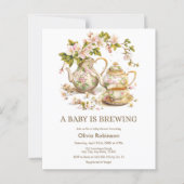 Papier Théière budgétaire Un bébé brasse un Invitation Ba (Devant)