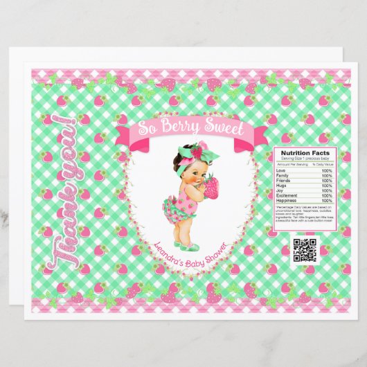Papier Thème Bébé fraise Pink & Mint En vichy Chip Sac (Devant / Derrière)