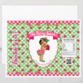 Papier Thème Bébé Fraise Sac à Puce Gingham Vert Rose (Devant / Derrière)