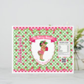 Papier Thème Bébé Fraise Sac à Puce Gingham Vert Rose (Debout devant)