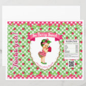 Papier Thème Bébé Fraise Sac à Puce Rose Gingham (Devant / Derrière)