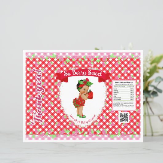 Papier Thème Bébé Fraise Sac à Puce Rouge Gingham (Debout devant)