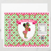 Papier Thème Bébé Fraise Sac à Puceaux Rose Gingham Vert (Devant / Derrière)