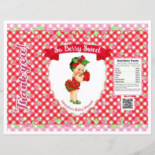 Papier Thème Bébé Fraise Sac à Puceaux Rouge Gingham (Devant)