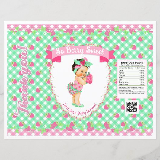 Papier Thème Bébé Fraise Sac à puces Rose & Gingham Menth (Devant)