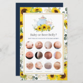 Papier Thème de fête de bébé Fleur de soleil ou jeu de ve (Devant / Derrière)