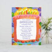 Papier Thème de gâteau d'anniversaire invitations de fête (Debout devant)