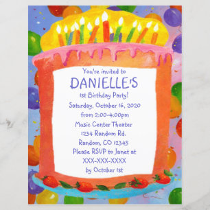 Papier Thème de gâteau d'anniversaire invitations de fête