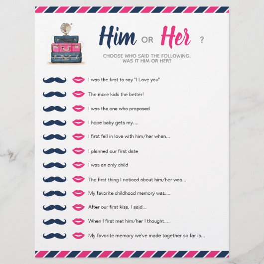 Papier Thème de la douche de voyage bébé nuptiale lui ou  (Devant)