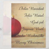 Papier thème de Noël avec boule de Noël (Devant / Derrière)
