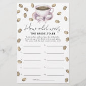Papier Thème du café Quel âge avait la mariée pour être u (Devant)