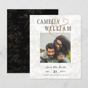 Papier Thème Mariage Cravate noire Vintage Gold Damask