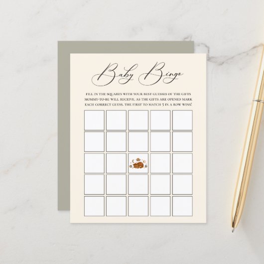 Papier Thème Ours Céleste Bingo Jeu (Devant/Arrière en situation)