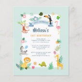 Papier Thème tropical 1er anniversaire Invitation (Devant)