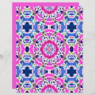 Papier Tie Dye Mandala Motif Denim bleu et rose