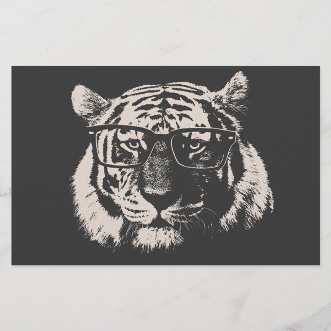Papier Tigre Hipster Avec Verre (Devant)