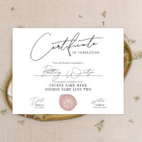 Timbre de cire rose initiale pour certificat éléga