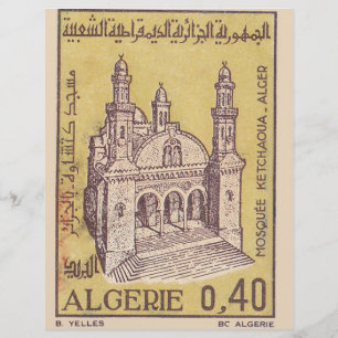 Papier Timbre-poste d'Algérie avec mosquée Ketchaoua