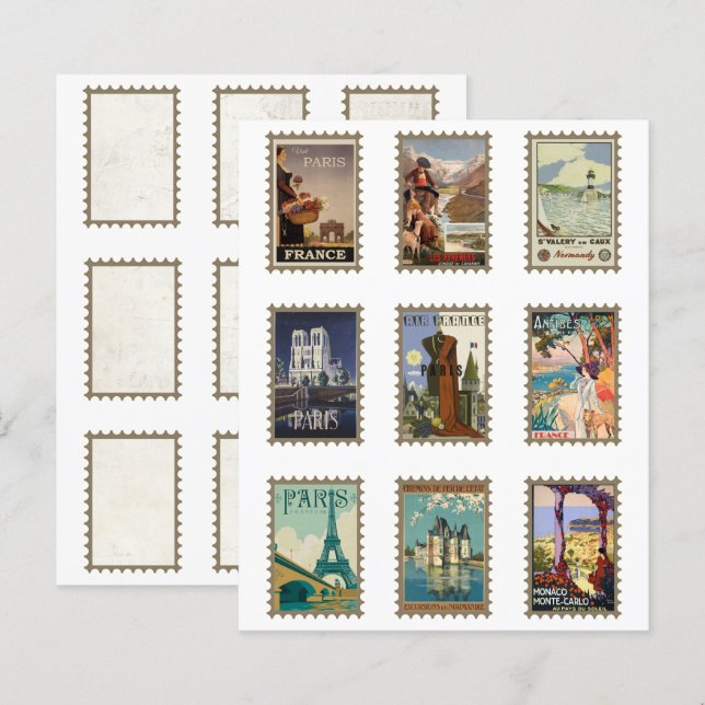 Papier Timbres de poste de voyage français recto verso 1  (Devant / Derrière)