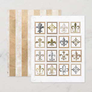 Papier Timbres vintages Fleur de Lis