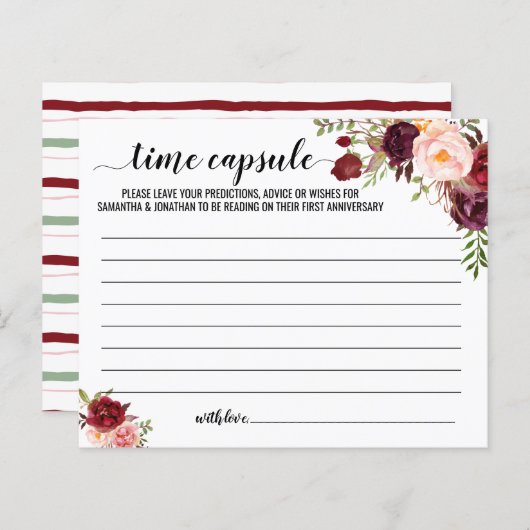 Papier Time Capsule Couple Conseils Marsala Fête des mari (Devant / Derrière)