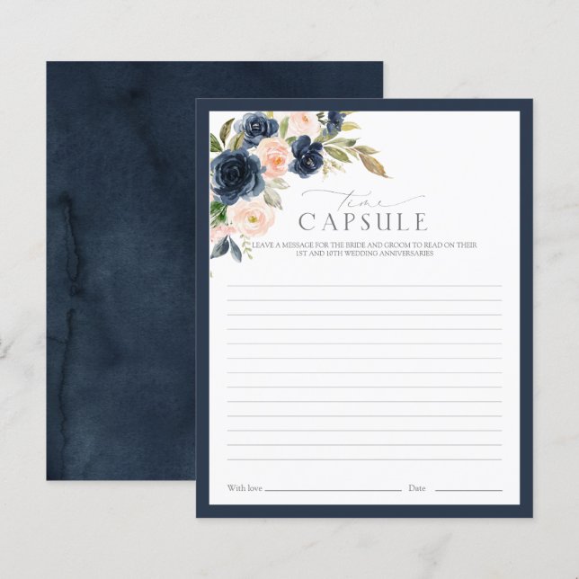 Papier Time Capsule Marine Blue & Blush Floral Showgame (Devant / Derrière)