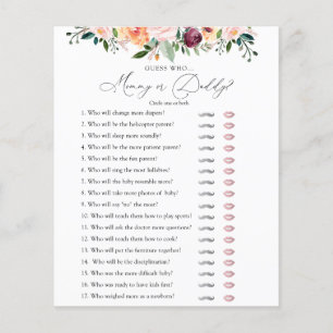 Papier Time of Tea Mommy or Daddy Baby shower Game Card